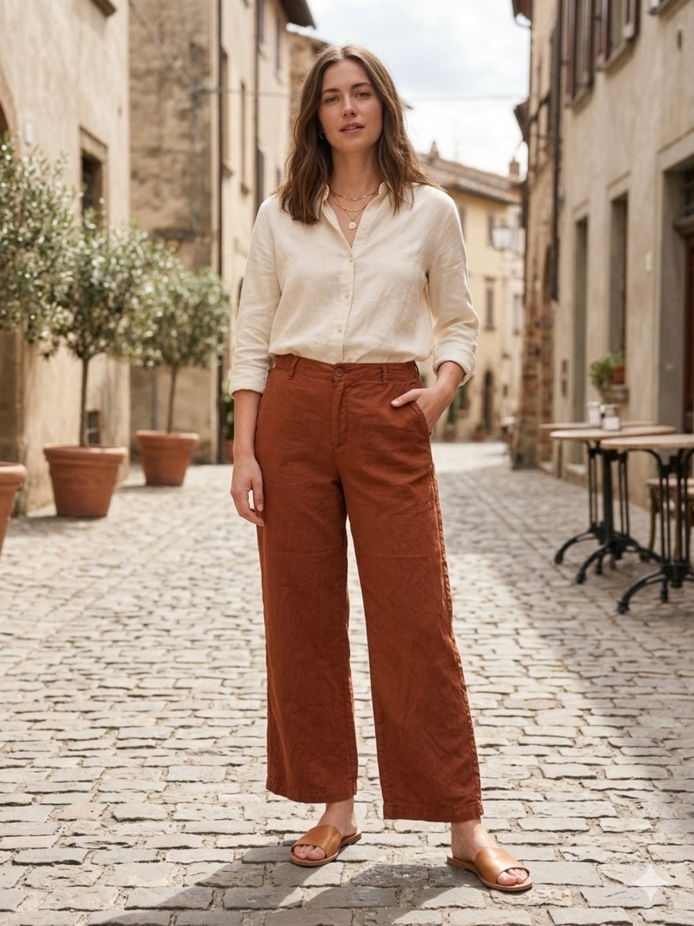 NWOT Kut from the Kloth Cropped Wide-Leg Pants in Rust Brown